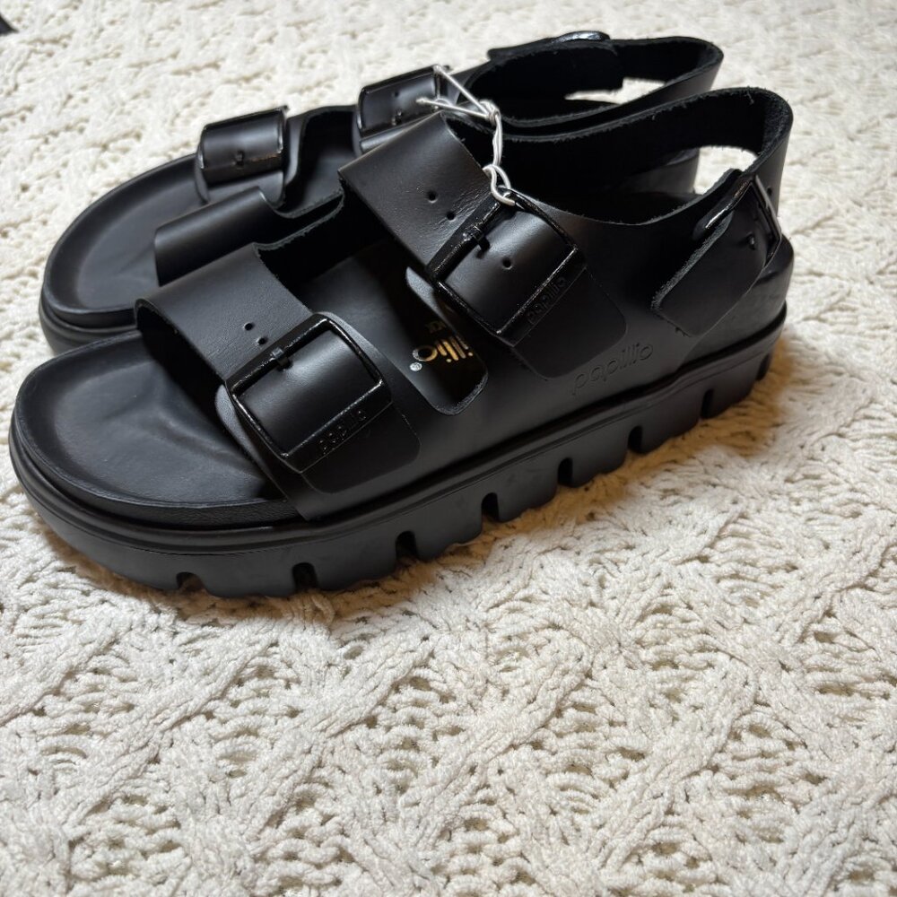 Birkenstock Papillio Black Slingback Sandals Double Buckle–Women’s 8/EU 39 NWOT - Picture 5 of 5